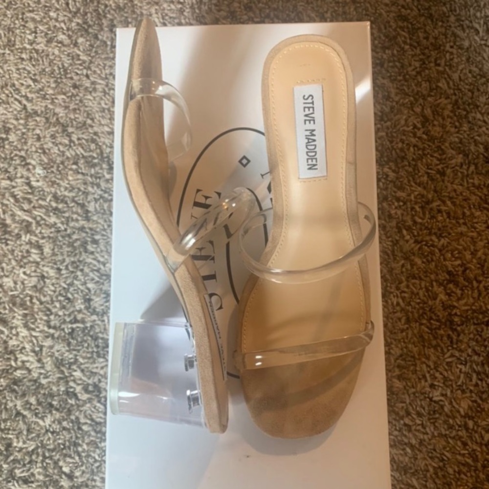 steve madden clear block heel